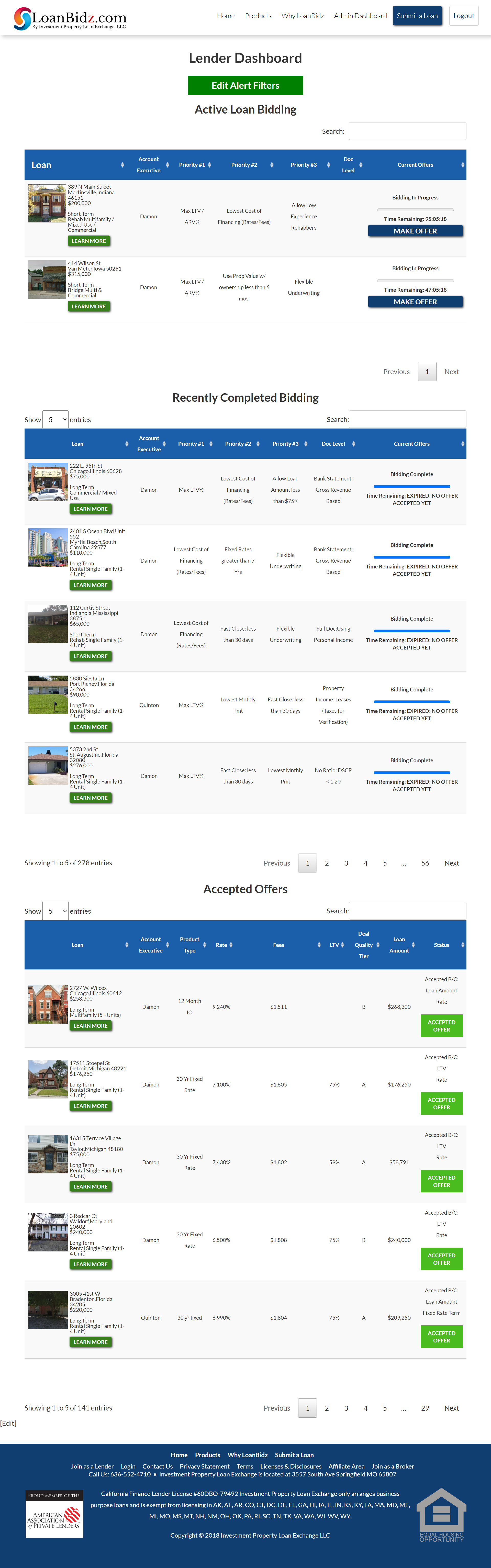 LoanBidz.comLenderDashboard